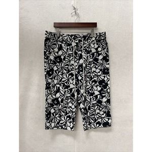 Womens Ann Taylor Loft Marisa Bermuda Shorts 31” Floral Black/White Drawstring m